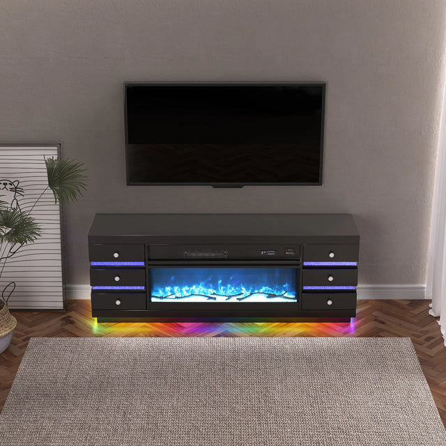 Fully Assembled 70" Multi-Flame Colors TV Stand LED Fireplace
