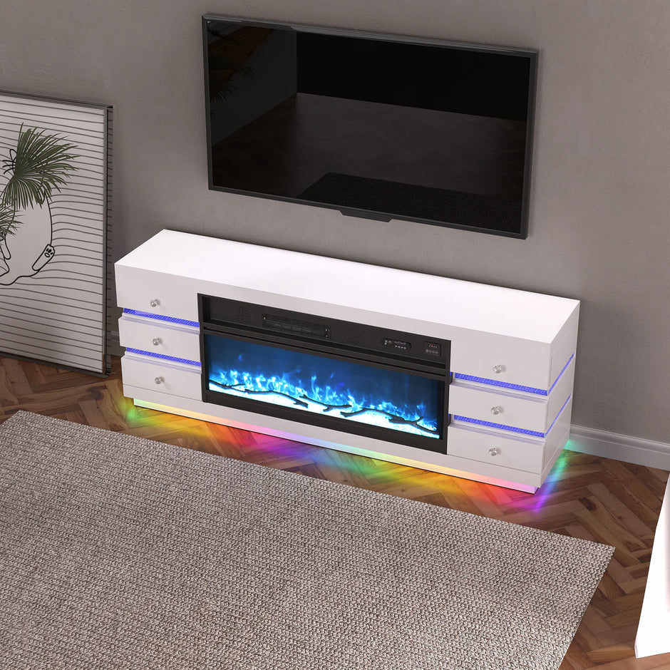Chimenea LED con soporte para TV de 70