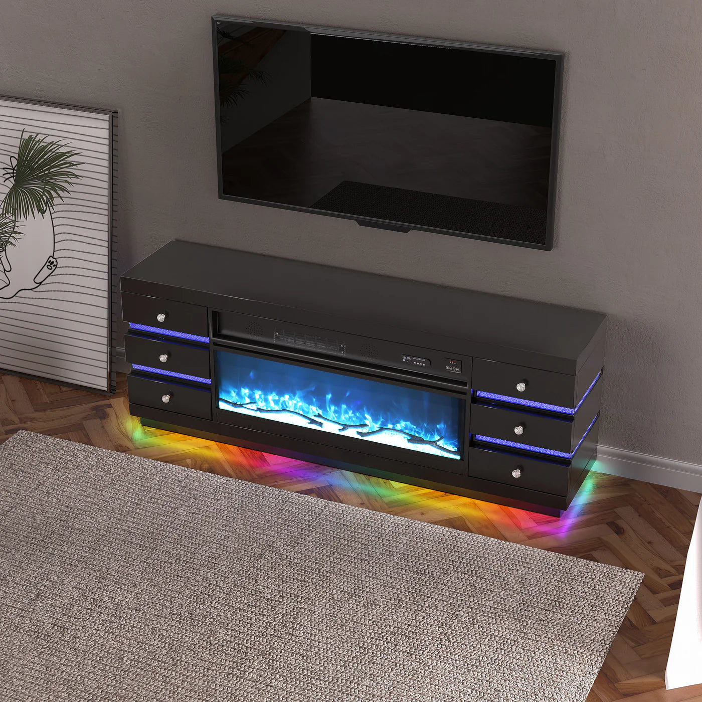 Chimenea LED con soporte para TV de 70