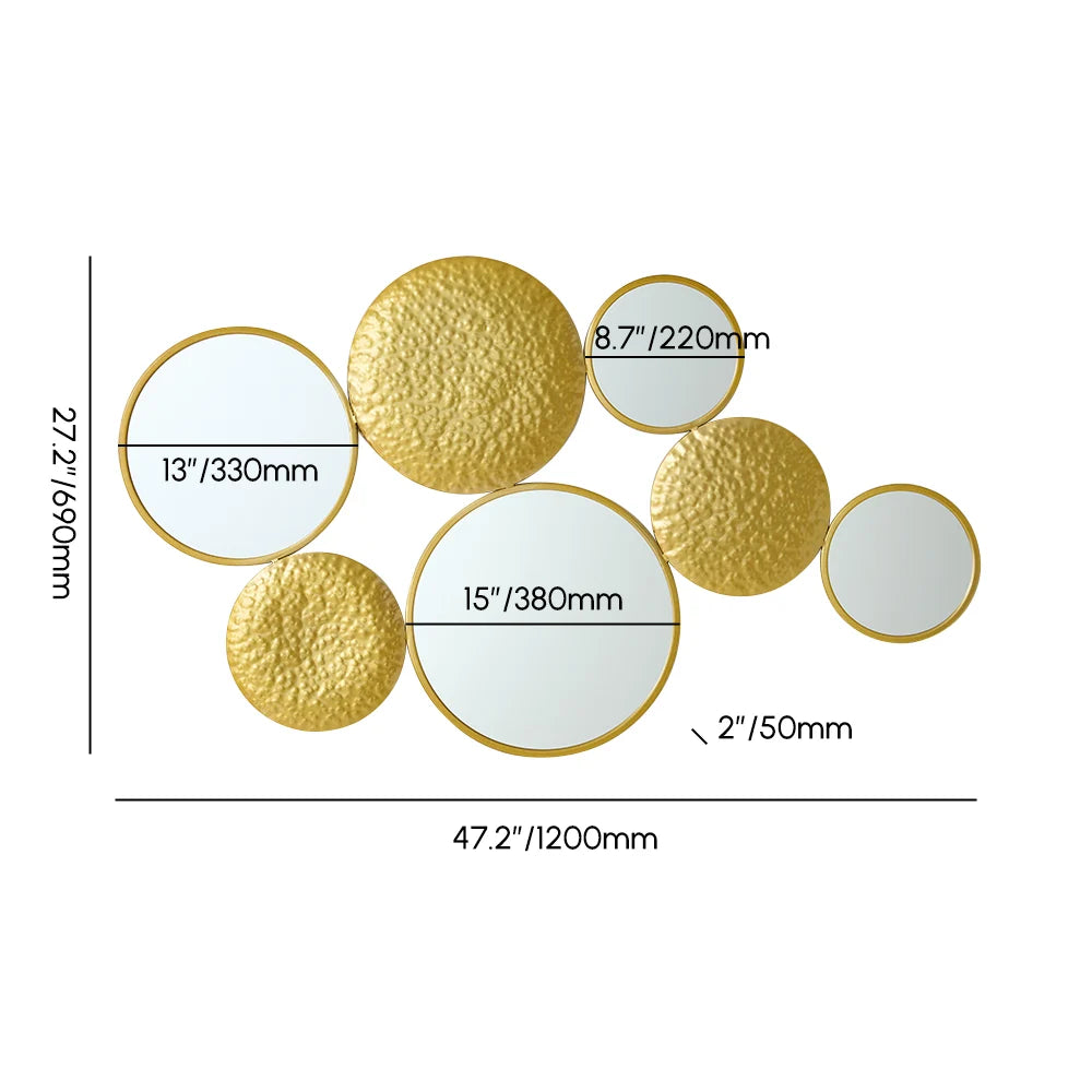 Juego de espejos decorativos de pared con espejo redondo creativo para colgar en la pared. 