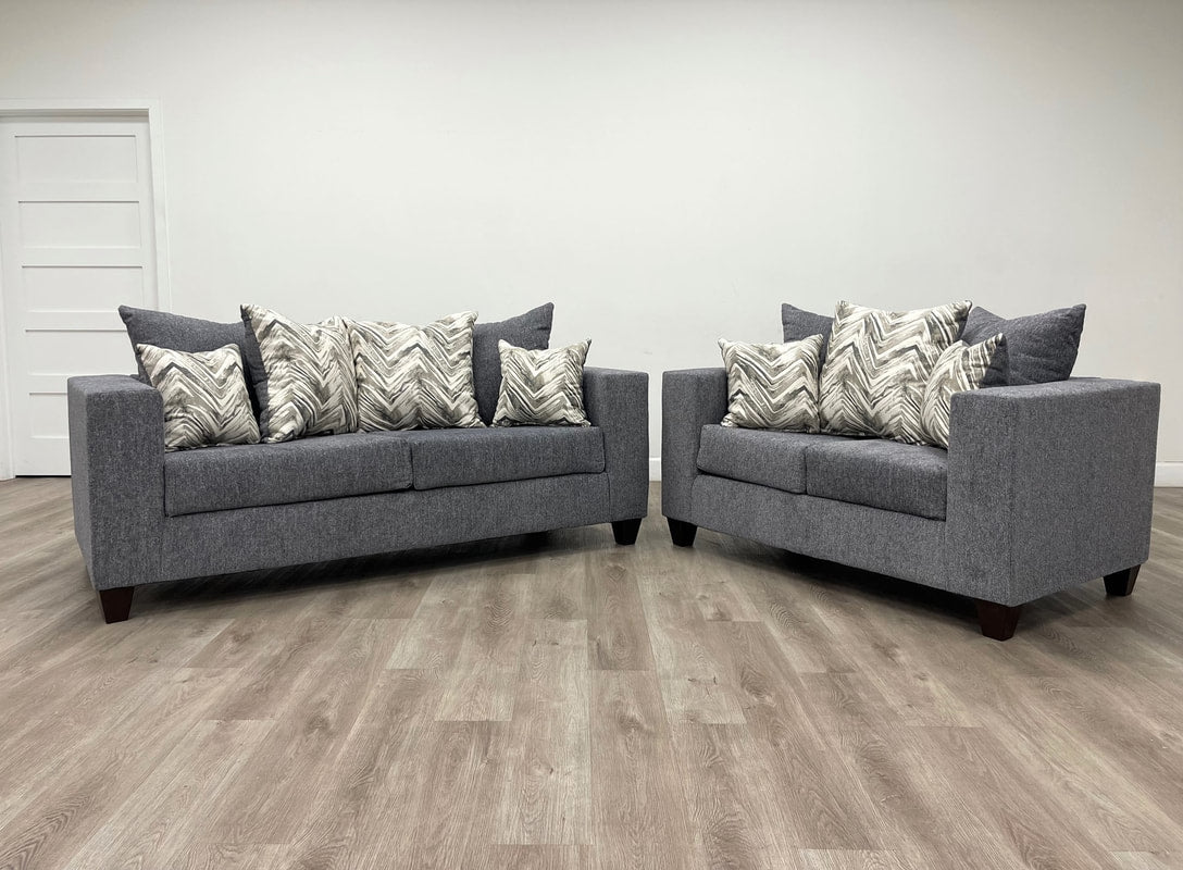 Conjunto de sofá y loveseat gris carbón 110