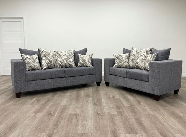 Conjunto de sofá y loveseat gris carbón 110