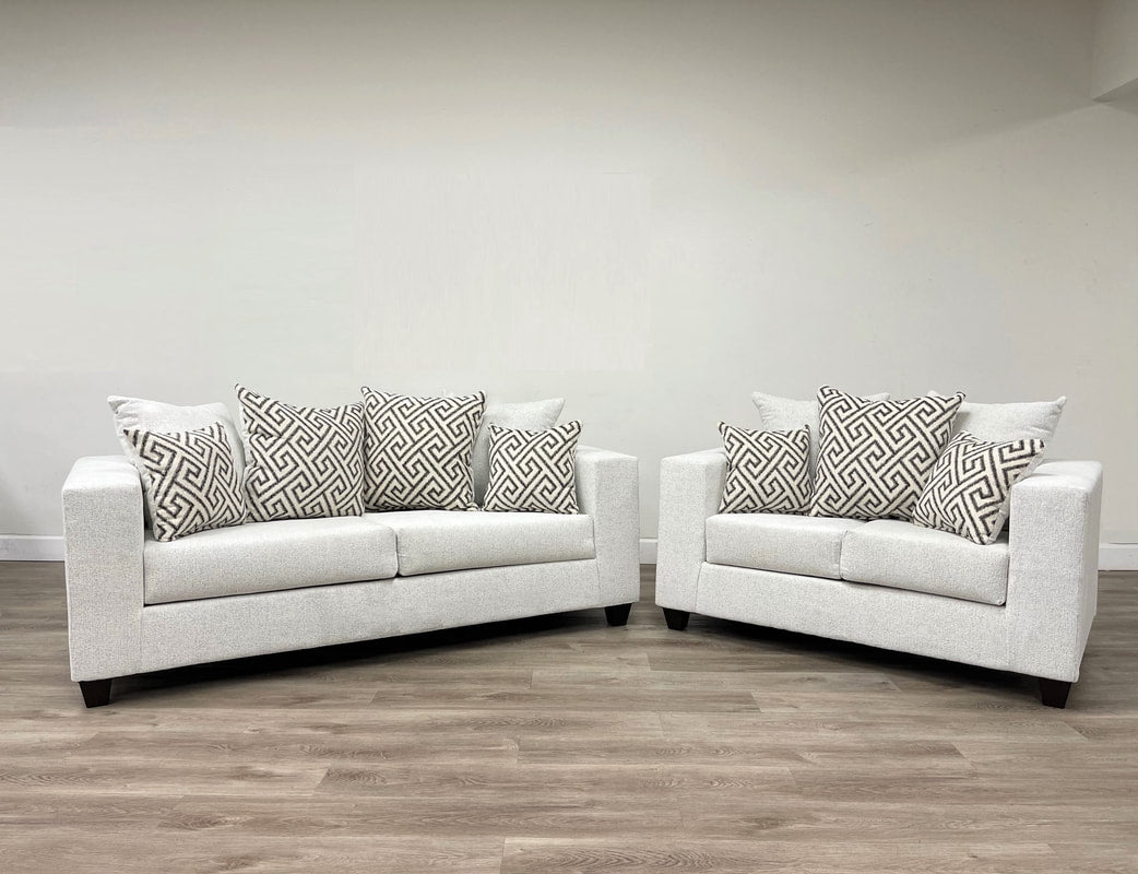 Sofá y loveseat blanco piedra 110