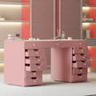 Escritorio Eva Vanity - 13 cajones de almacenamiento rosa