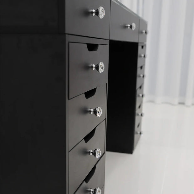 Escritorio Eva con 13 cajones, color negro