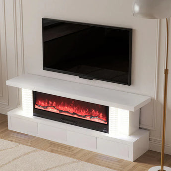 Fully Assembled 71" TV Stand LED Mirrored Fireplace