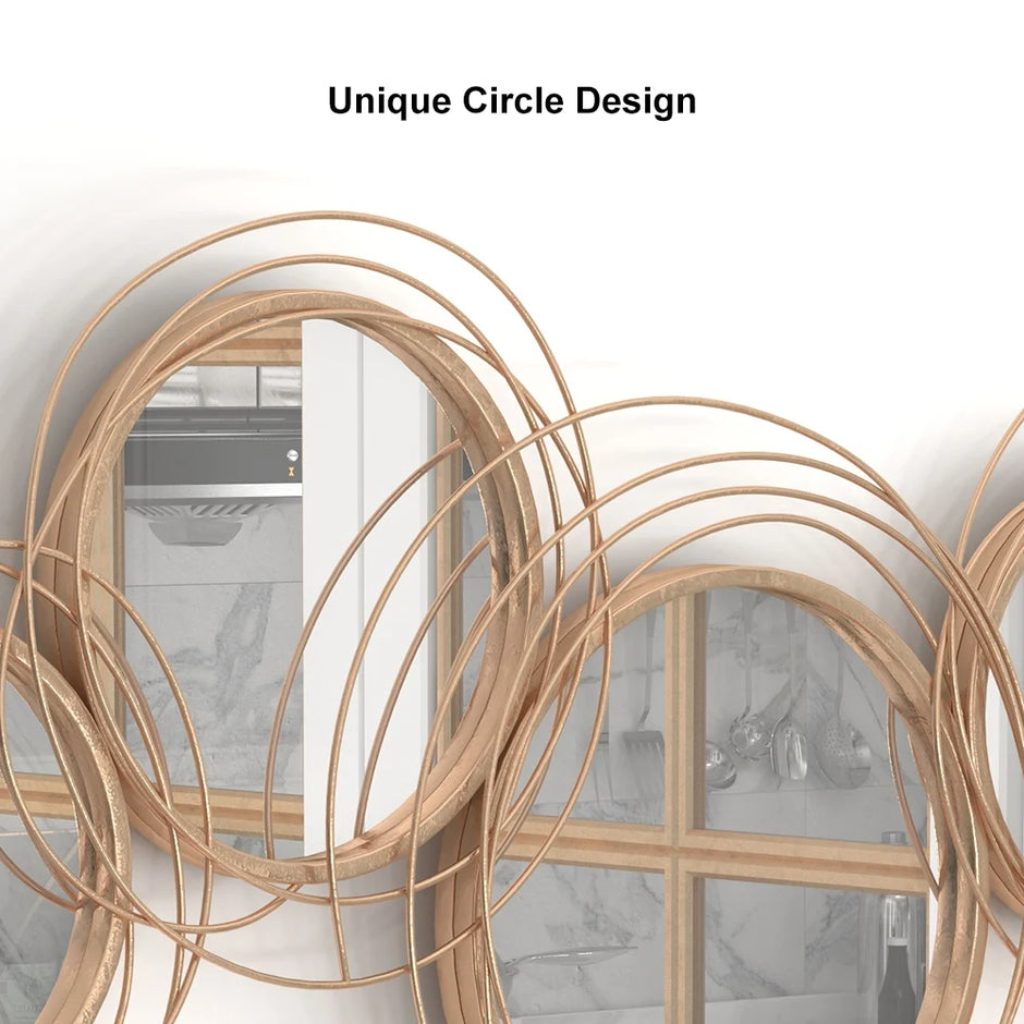 Wall Mirror Creative 3D Overlapping 4 Rings Metal Decor