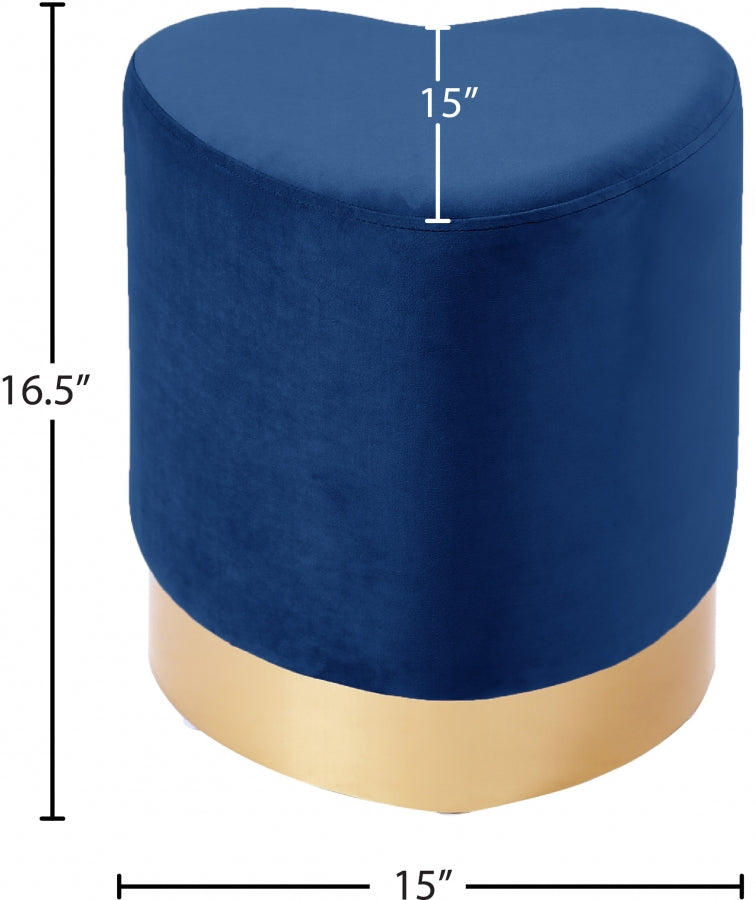 Taburete tapizado de terciopelo con forma de corazón