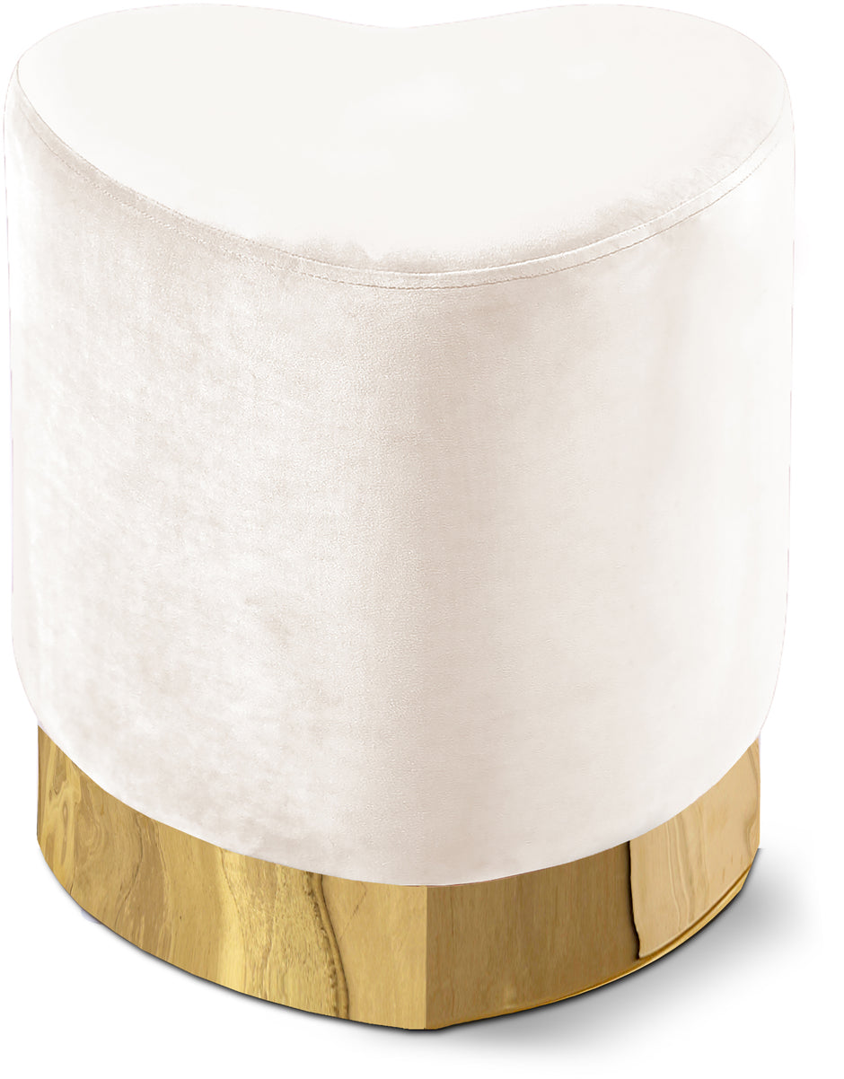 Taburete tapizado de terciopelo con forma de corazón