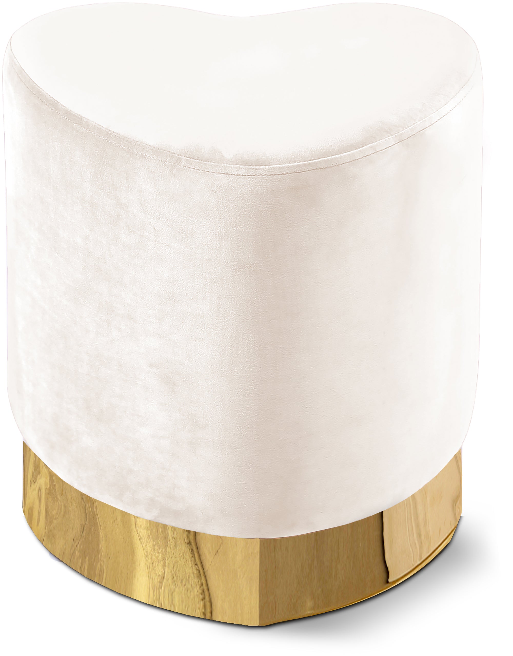 Taburete tapizado de terciopelo con forma de corazón