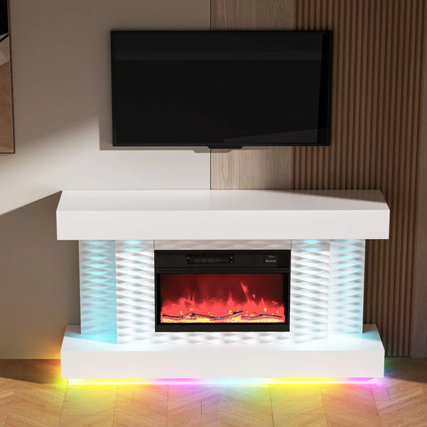 Fully Assembled 55" Multi-Flame Colors TV Stand with Fireplace