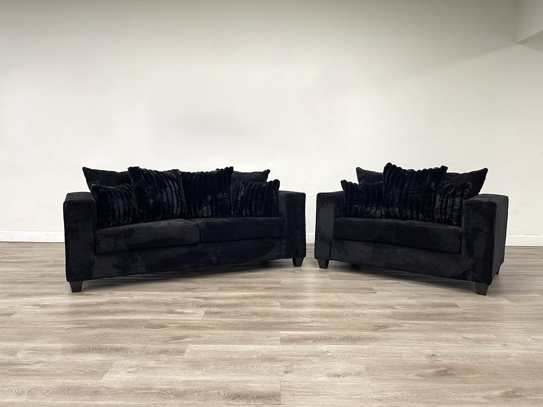 Conjunto de sofá y loveseat negro 410