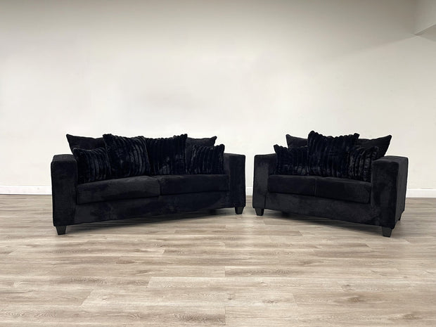 Conjunto de sofá y loveseat negro 410