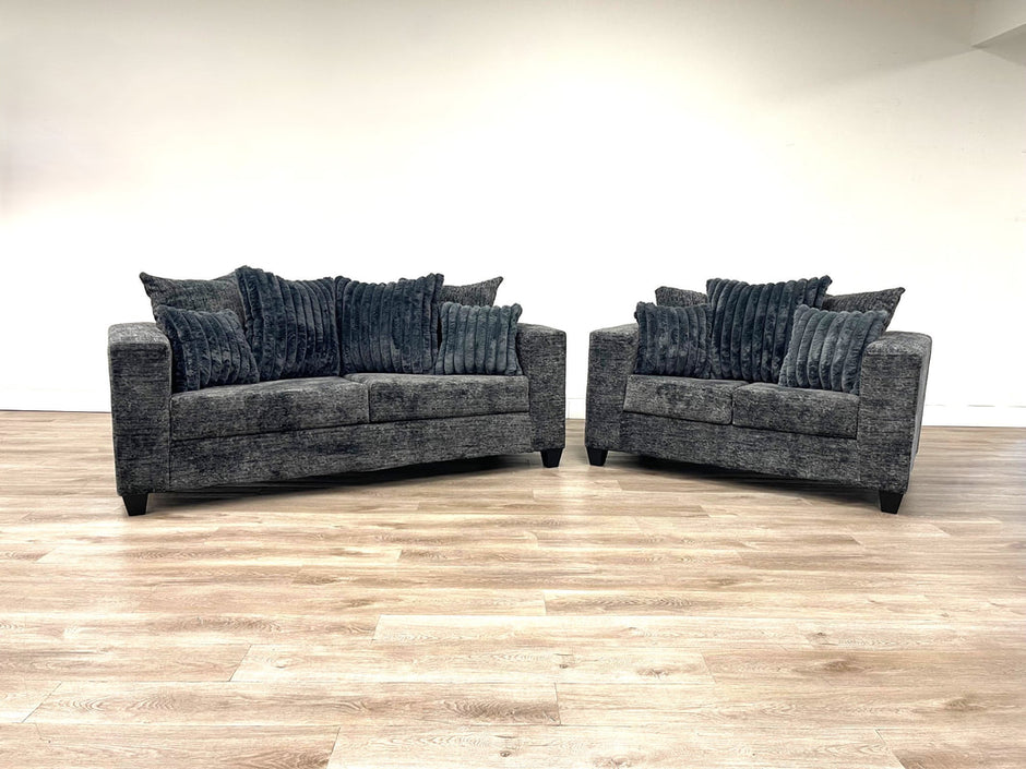 410 Charcoal Sofa and Loveseat Set