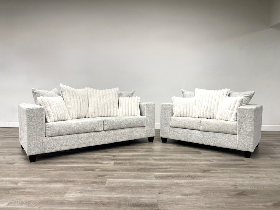 Conjunto de sofá y loveseat color crema 410