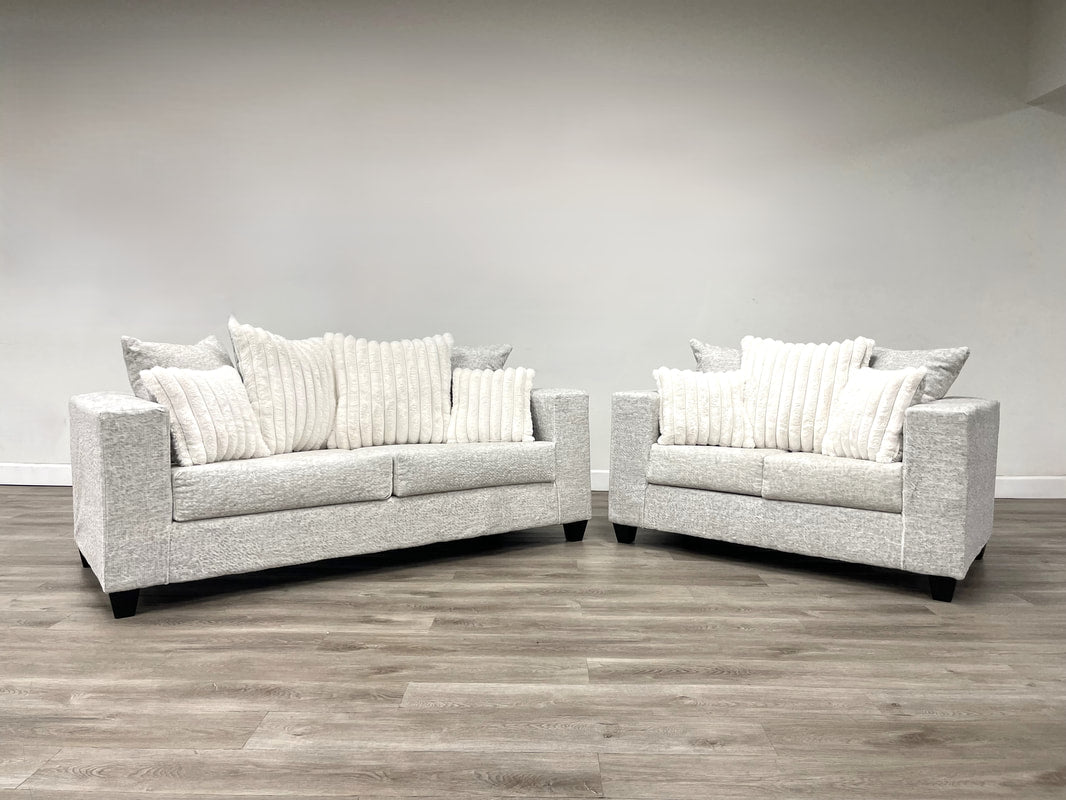 Conjunto de sofá y loveseat color crema 410