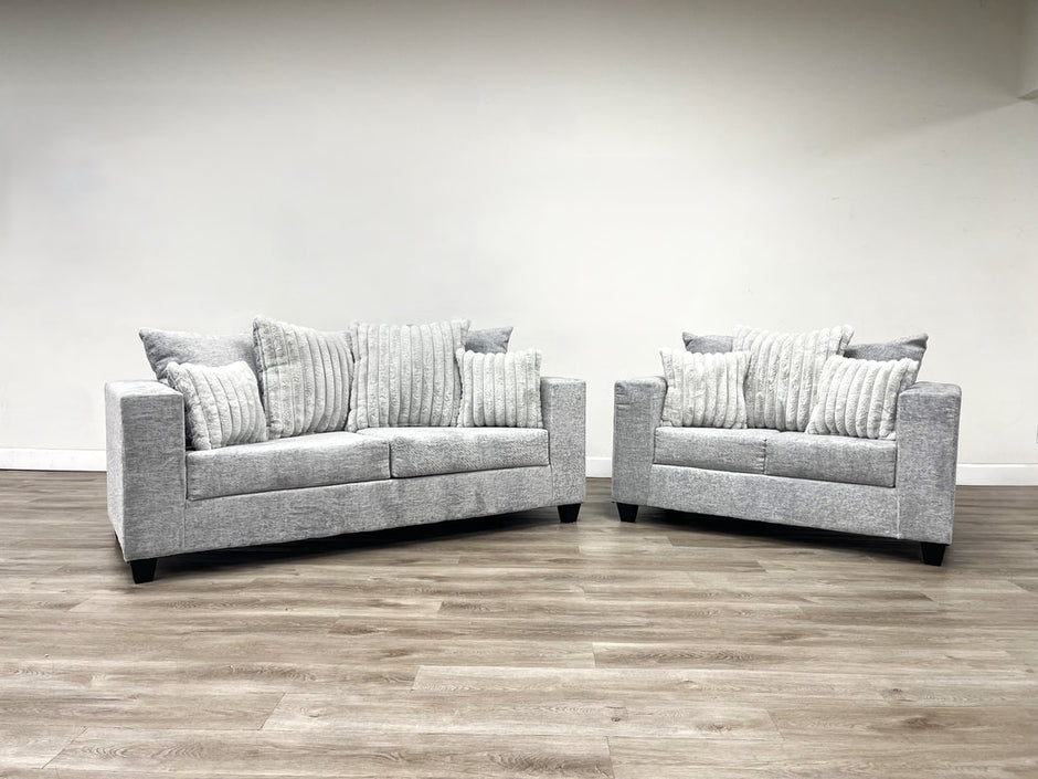 Conjunto de sofá y loveseat gris 410