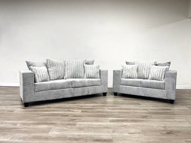Conjunto de sofá y loveseat gris 410