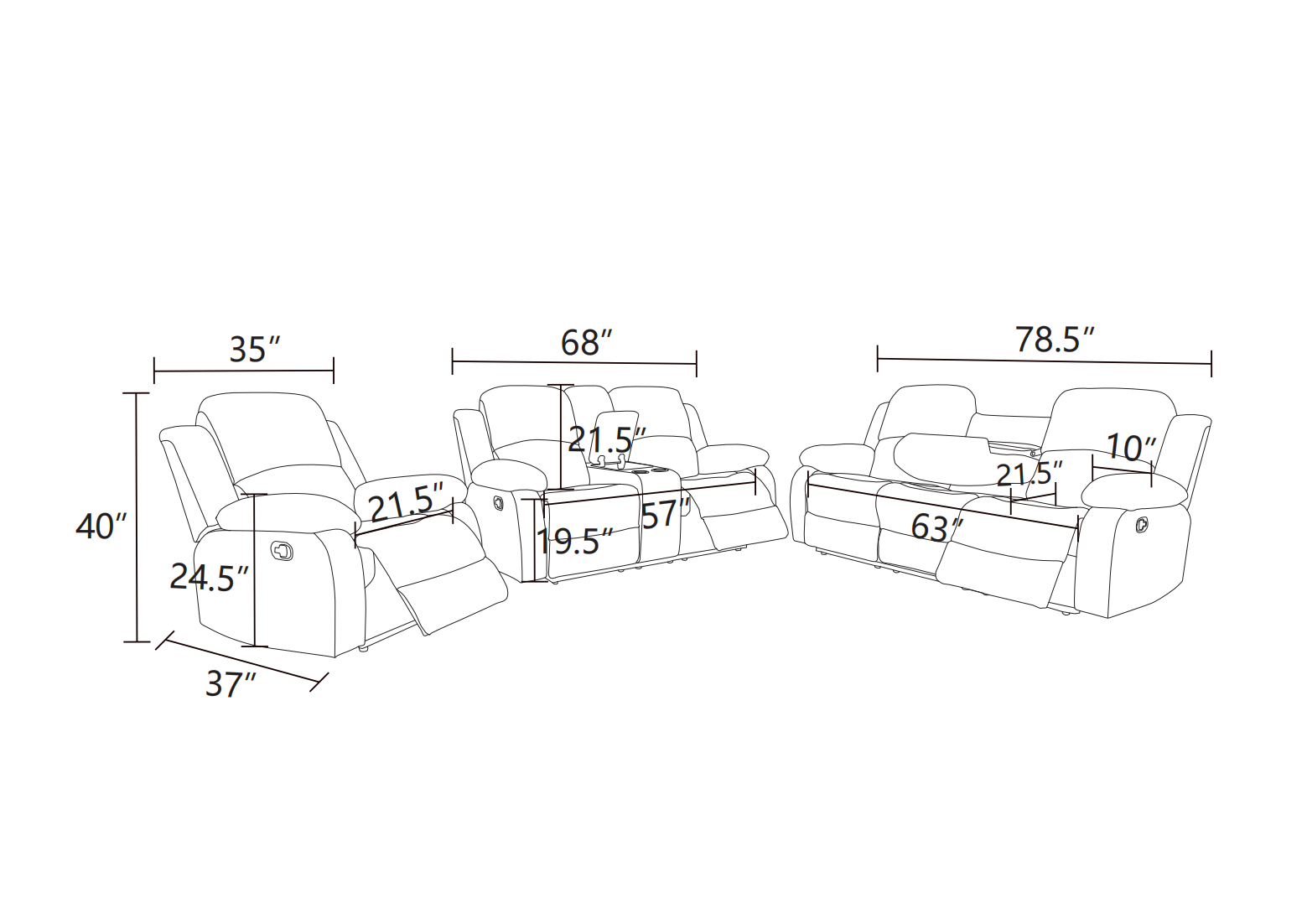 Conjunto reclinable Dynamo2 marrón chocolate