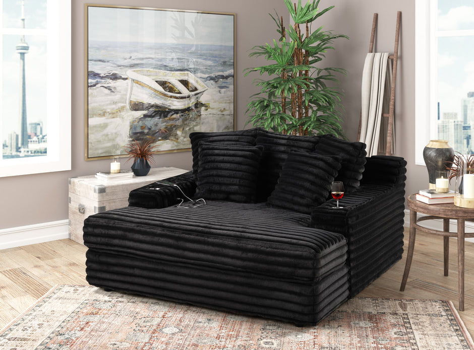 Sofá chaise longue negro Happy Homes 4400