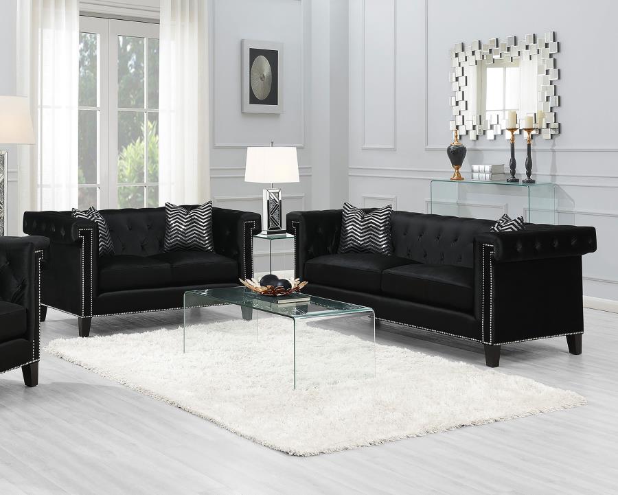 505817 Conjunto de sofá + loveseat negro Reventlow