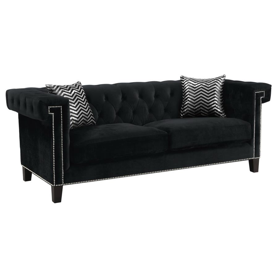 505817 Conjunto de sofá + loveseat negro Reventlow