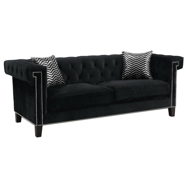 505817 Conjunto de sofá + loveseat negro Reventlow