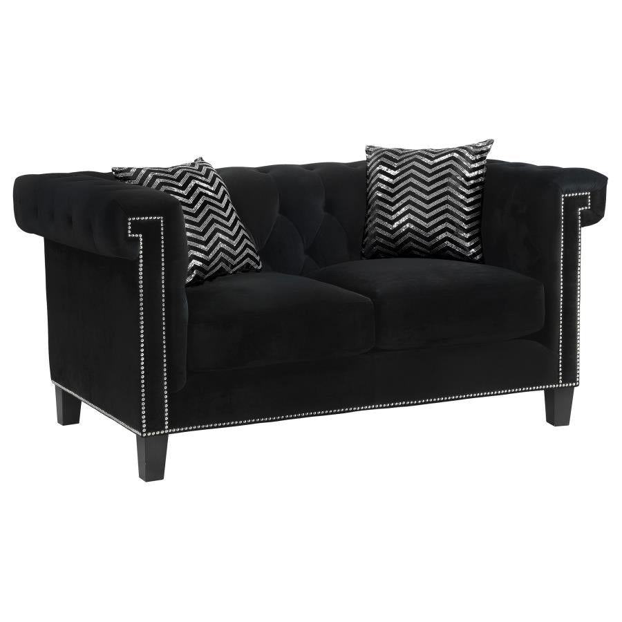 505817 Conjunto de sofá + loveseat negro Reventlow