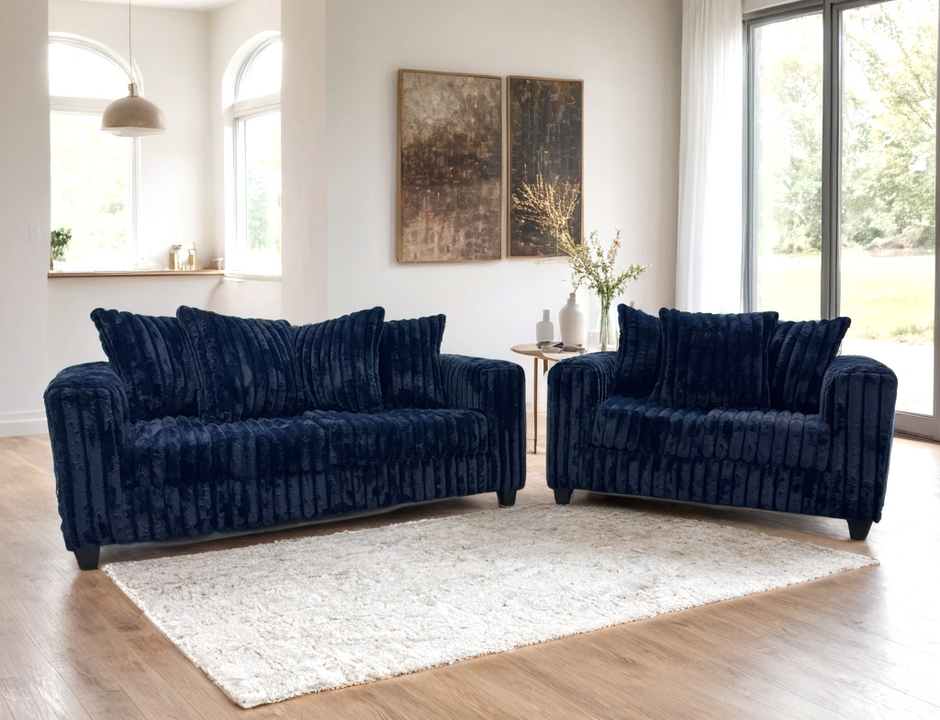 Conjunto de sofá y loveseat azul marino 510