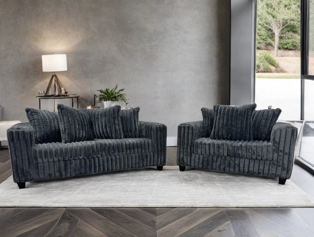 Conjunto de sofá y loveseat color carbón 510