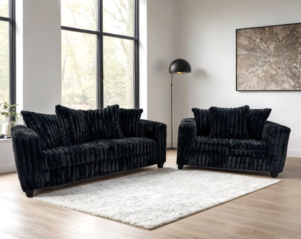 Conjunto de sofá y loveseat negro 510