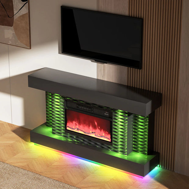 Fully Assembled 55" Multi-Flame Colors TV Stand with Fireplace