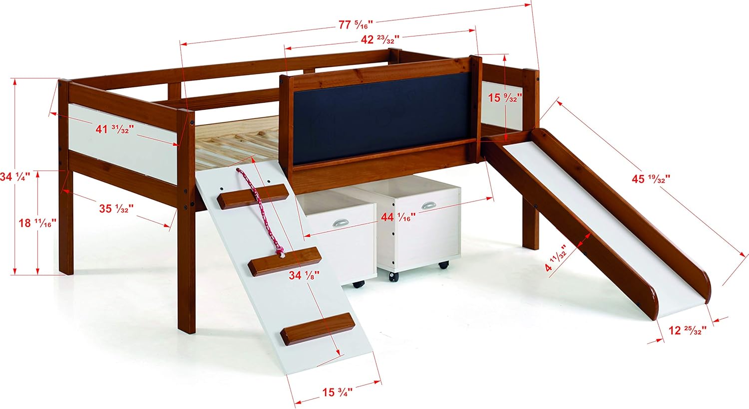 3005-TLE Twin Art Play Junior Low Loft includes Drawers