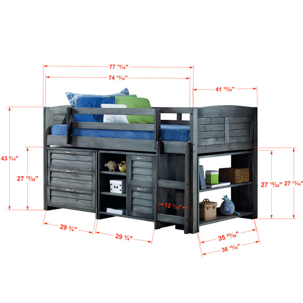 790-TAG-B Cama alta baja con dos persianas - Configuración B