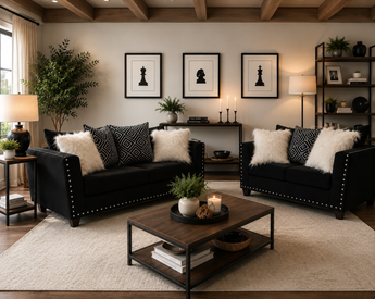 2019 Black Sofa & Loveseat Nailheads