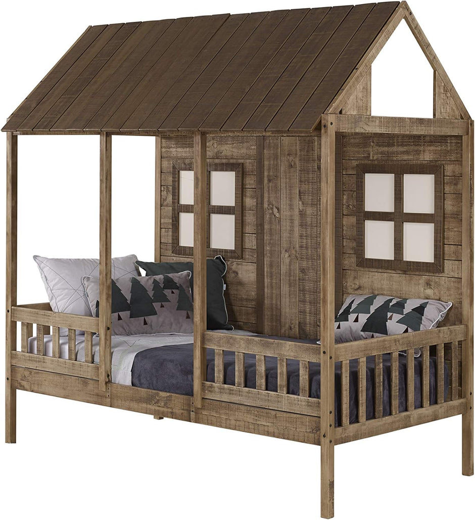 2103-TRWRS Twin Log Cabin Low Loft with Dual Drawers