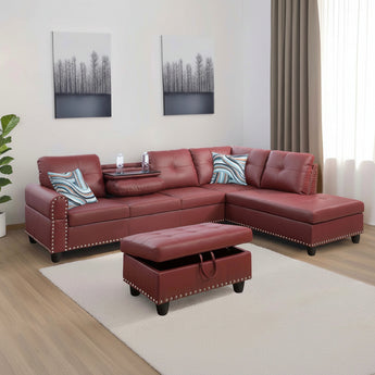 F09915B PU Sectional + Ottoman Set