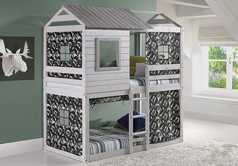 1370-TTLG_1370-DGC Grey Deer Blind Bunk Loft With Green Camo Tent Kit