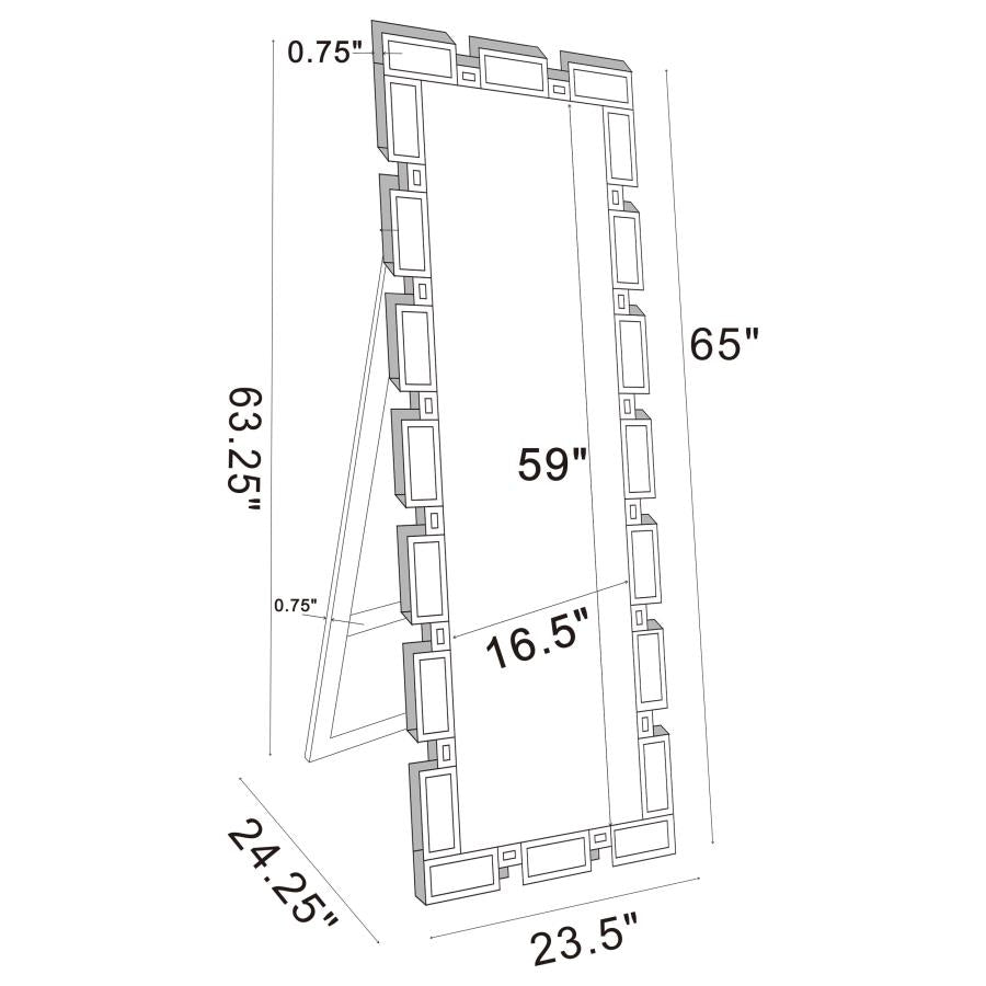 Espejo de pie con marco geométrico 
