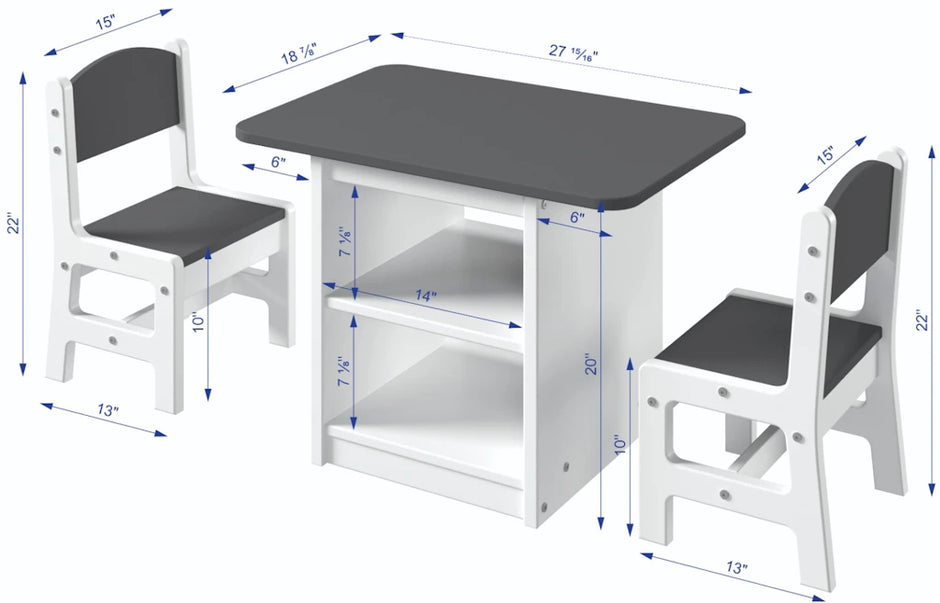 Juego de mesa infantil blanco con tablero de pizarra 2453-W