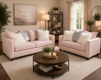 2019 Pink Sofa & Loveseat Nailheads