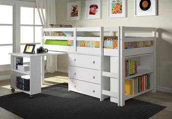 760-TW Twin Low Loft Includes Desk, Chest & Bookcase