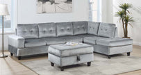 Conjunto de sofá seccional y otomana plateado SH3223SLV