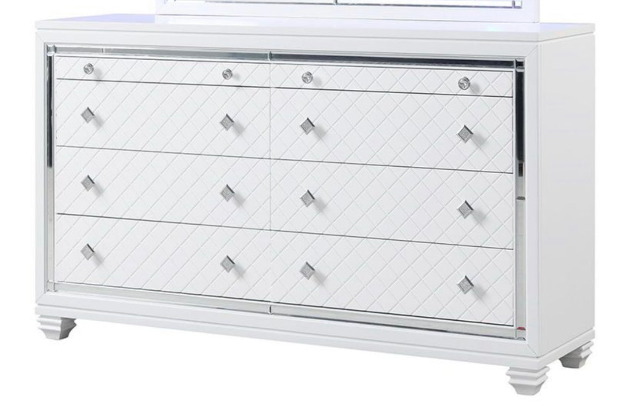 Juego de dormitorio blanco brillante