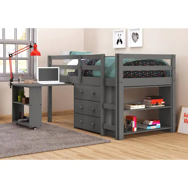 760-TDG Twin Loft Incluye Escritorio, Cómoda y Librería 