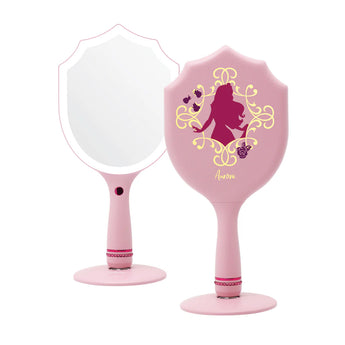 Espejo de maquillaje de mano Aurora LED con base de pie
