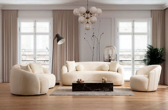 Bonita Ivory Boucle Sofa 91" & Loveseat 81" Set