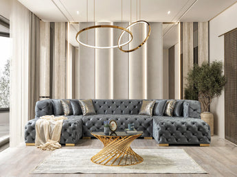 Neva Velvet Double Chaise Sectional