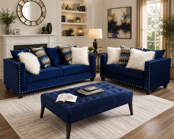 2019 Blue Sofa & Loveseat Nailheads