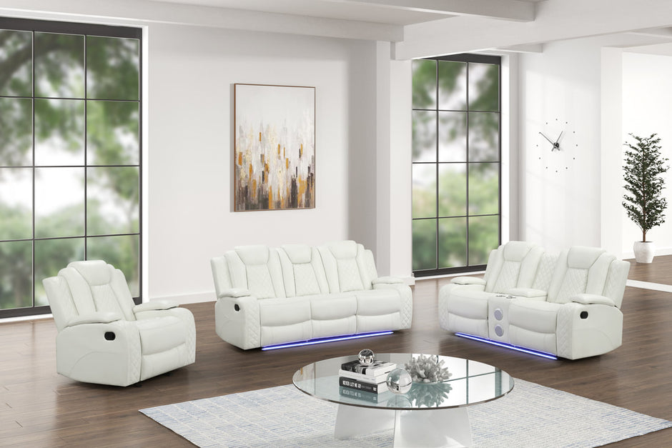 Juego de 3 sillones reclinables Luz White